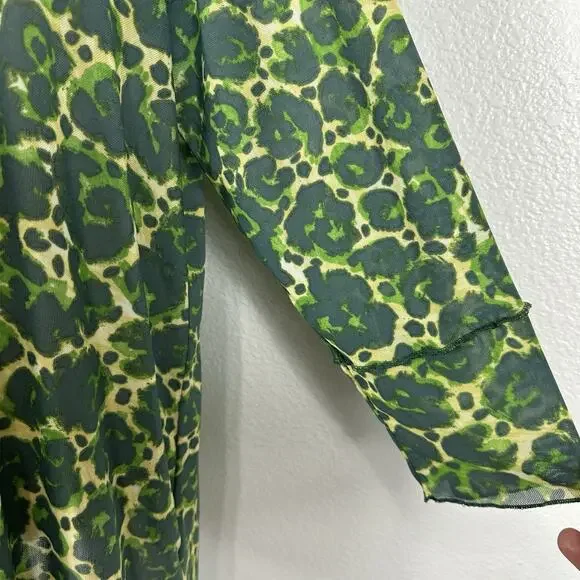 LOGO Layers Lori Goldstein Top Women XL Jade Green Sheer Mesh Tunic Layer Artsy - Picture 6 of 13